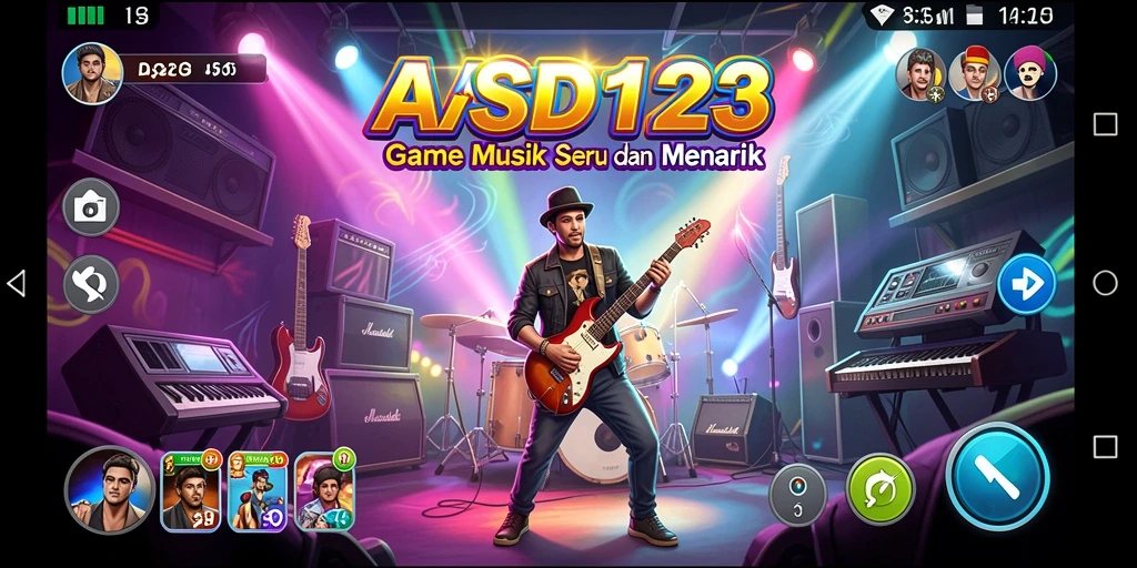 Tampilan gameplay seru di ASD123 dengan berbagai mode musik.