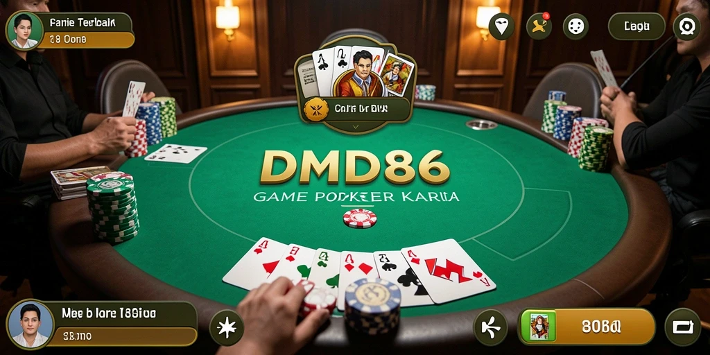 Screenshot utama DMD686 menampilkan suasana permainan Poker yang mendebarkan.