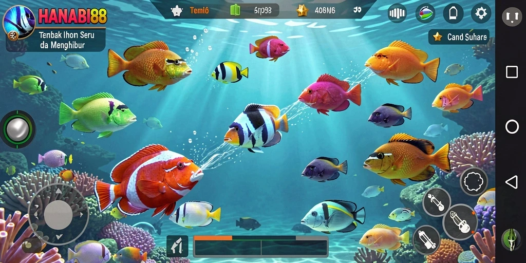 Screenshot HANABI88 menampilkan aksi menembak ikan yang seru dan mengasyikkan.