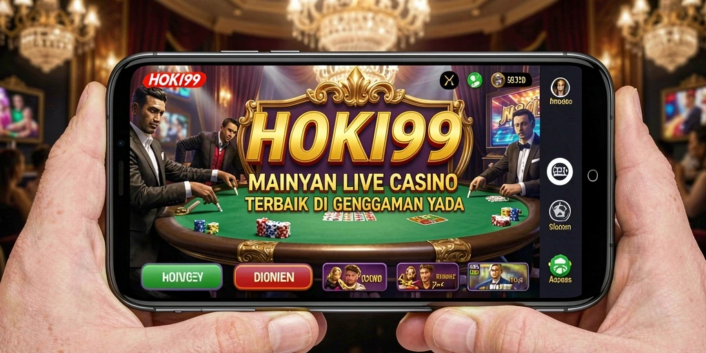 Tampilan gameplay HOKI99 yang menampilkan dealer langsung interaktif di Live Casino.