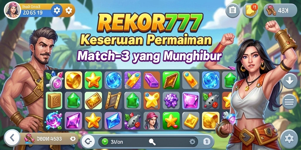 Tampilan gameplay seru di REKOR777 saat mencocokkan objek.