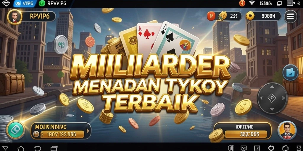 Screenshot permainan RPVIP6 menampilkan suasana bisnis yang dinamis.