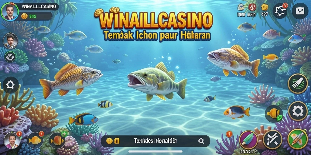 Screenshot gameplay Tembak Ikan yang menampilkan ikan beragam.